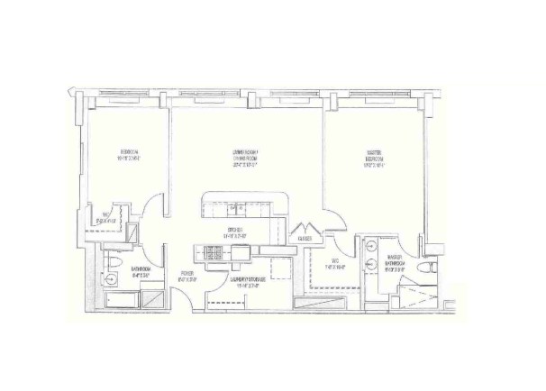 2 Bedroom floor plan for NYC Flat at 30 West 63rd Street 