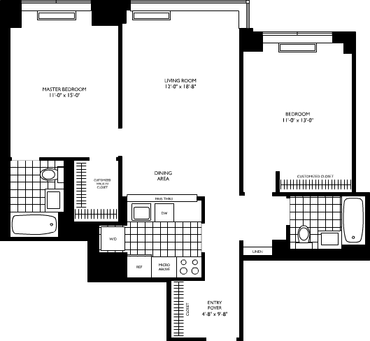 2 Bedroom floor plan The Sierra apartments Chelsea