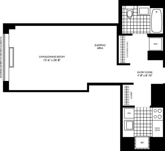 Studio The Sierra rental apartment floor plan