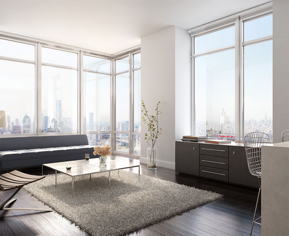 Wide views of Brooklyn as seen from a 388 Bridge Street luxury apartment rental