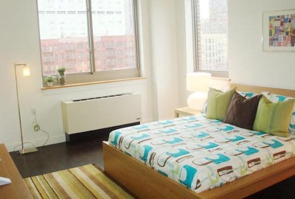 A bedroom at The Hub, a luxury apartment building in Harlem
