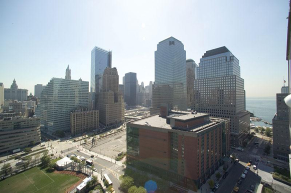 View of Battery Park City's waterfront from the Verdesian luxury rental apartments.