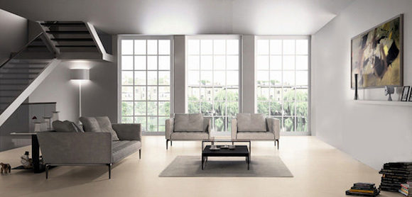 Living room at 37 Great Jones Street, a luxury rental building in NoHo.